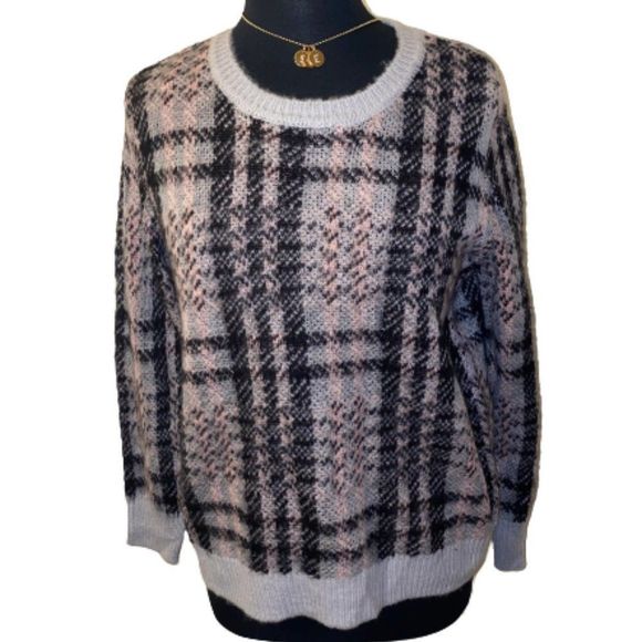 Westbound Sweaters - 🆕Westbound Plaid Blk, Pink & Gray Sweater size PM